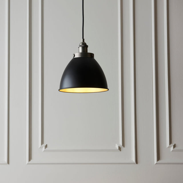 Endon Lighting - 98750 - Endon Lighting 98750 Franklin Indoor Pendant Light Aged pewter plate & matt black paint Dimmable