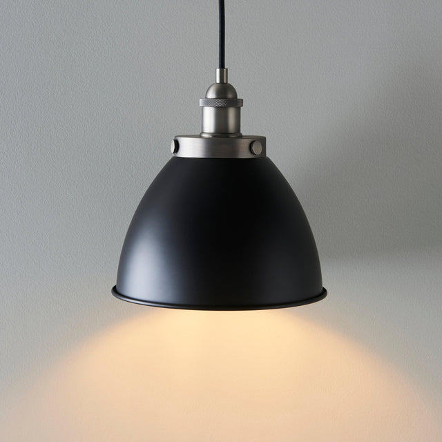 Endon Lighting - 98750 - Endon Lighting 98750 Franklin Indoor Pendant Light Aged pewter plate & matt black paint Dimmable