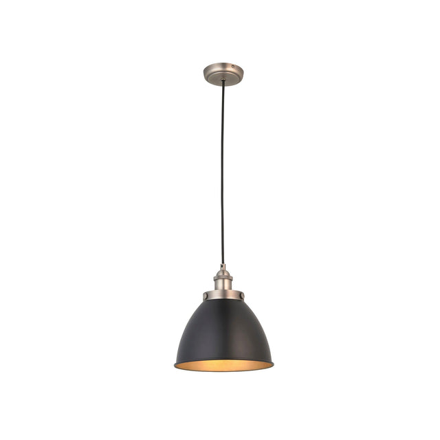 Endon Lighting - 98750 - Endon Lighting 98750 Franklin Indoor Pendant Light Aged pewter plate & matt black paint Dimmable