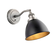 Endon Lighting - 98751 - Endon Lighting 98751 Franklin Indoor Wall Light Aged pewter plate & matt black paint Dimmable