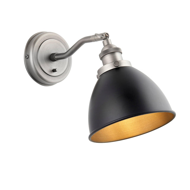 Endon Lighting - 98751 - Endon Lighting 98751 Franklin Indoor Wall Light Aged pewter plate & matt black paint Dimmable