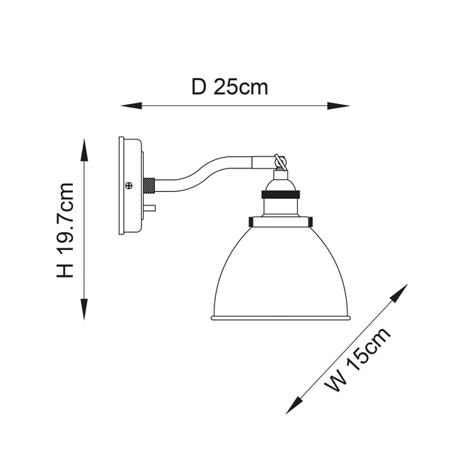 Endon Lighting - 98751 - Endon Lighting 98751 Franklin Indoor Wall Light Aged pewter plate & matt black paint Dimmable