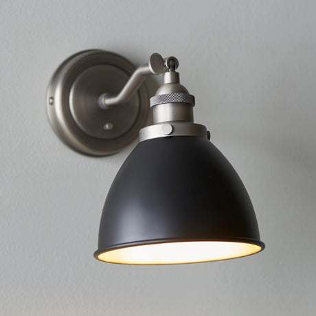 Endon Lighting - 98751 - Endon Lighting 98751 Franklin Indoor Wall Light Aged pewter plate & matt black paint Dimmable