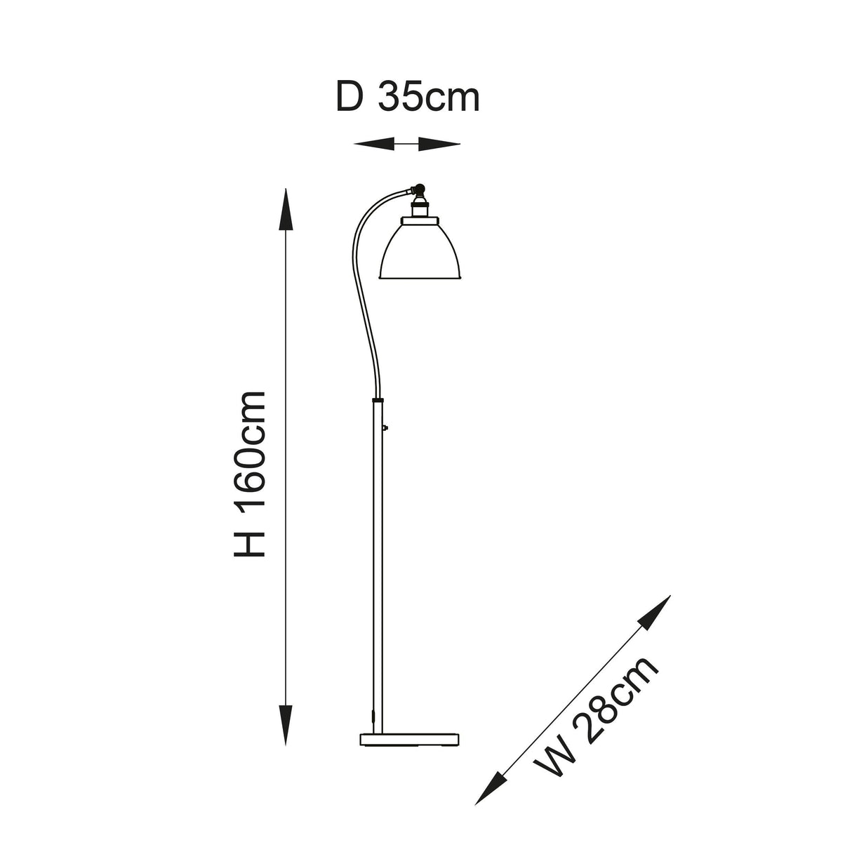 Endon Lighting - 98753 - Endon Lighting 98753 Franklin Indoor Floor Lamps Aged pewter plate & matt black paint Non-dimmable