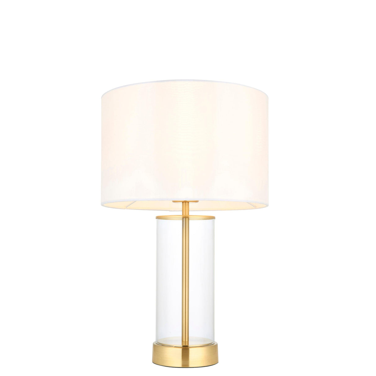 Endon Lighting - 98810 - Endon Lighting 98810 Lessina Indoor Table Lamps Satin brass plate, clear glass & vintage white fabric Dimmer included