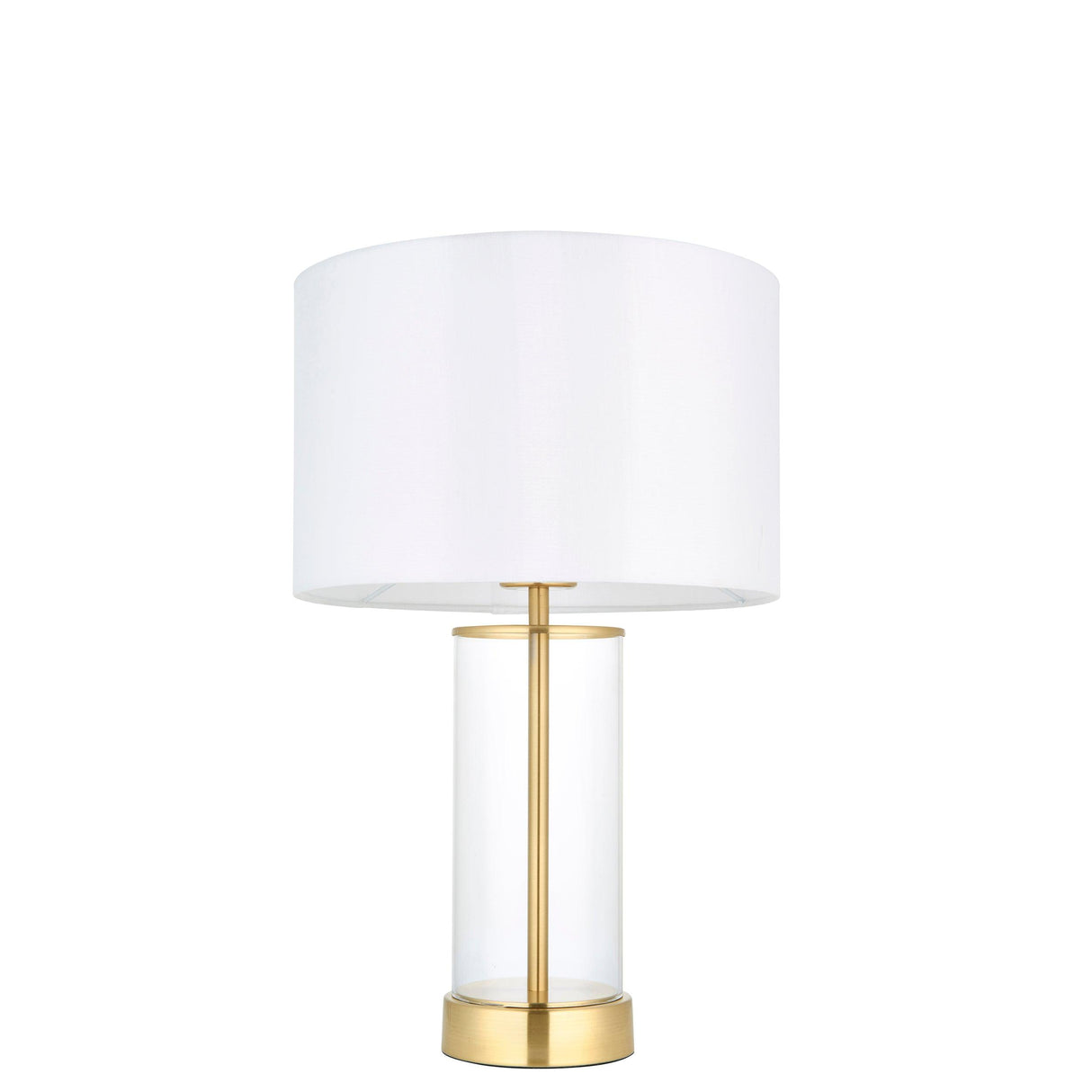 Endon Lighting - 98810 - Endon Lighting 98810 Lessina Indoor Table Lamps Satin brass plate, clear glass & vintage white fabric Dimmer included