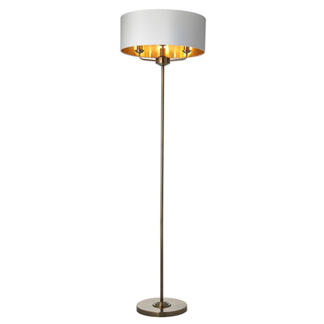 Endon Lighting - 98935 - Endon Lighting 98935 Highclere Indoor Floor Lamps Antique brass plate & vintage white fabric Non-dimmable
