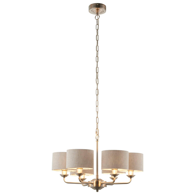 Endon Lighting - 99151 - Endon Lighting 99151 Highclere Indoor Pendant Light Brushed chrome plate & natural linen Dimmable