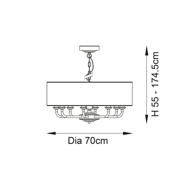 Endon Lighting - 99152 - Endon Lighting 99152 Highclere Indoor Pendant Light Brushed chrome plate & natural linen Dimmable