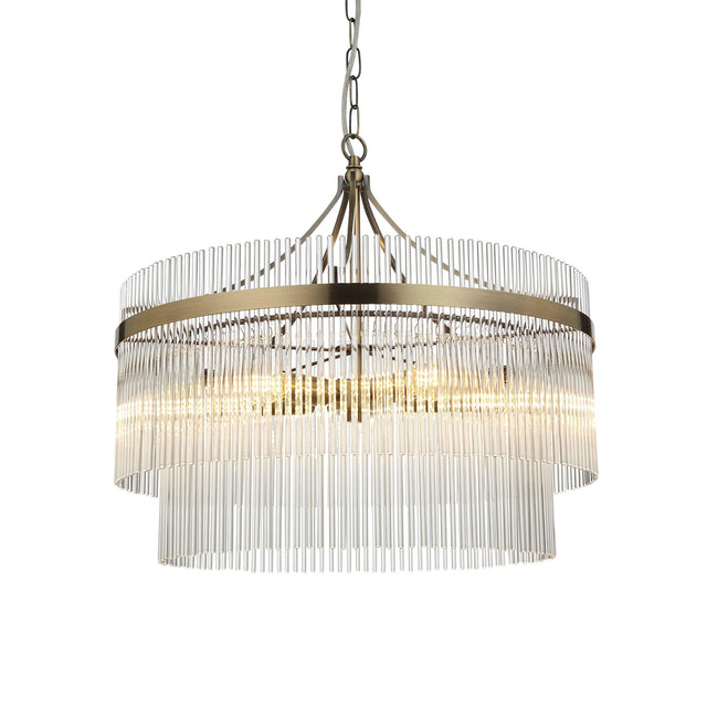 Endon Lighting - 99166 - Endon Lighting 99166 Marietta Indoor Pendant Light Antique brass plate & clear glass Dimmable