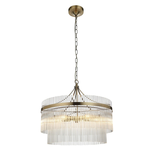 Endon Lighting - 99166 - Endon Lighting 99166 Marietta Indoor Pendant Light Antique brass plate & clear glass Dimmable