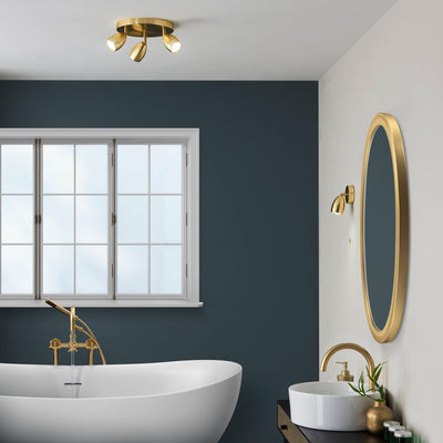 Endon Lighting - 99769 - Endon Lighting 99769 Porto Bathroom Spot Light Satin brass plate & clear glass Dimmable