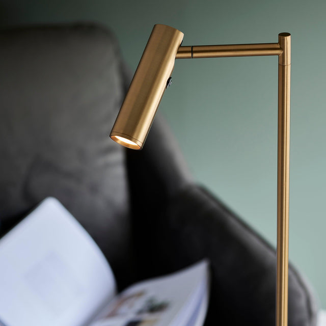 Endon Lighting - 99774 - Endon Lighting 99774 Dedicated Reader Indoor Floor Lamps Warm brass plate Step dimmable