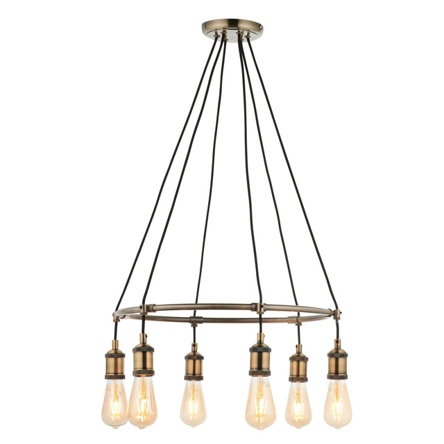 Endon Lighting - 99914 - Endon Lighting 99914 Hal Indoor Pendant Light Antique brass plate Dimmable