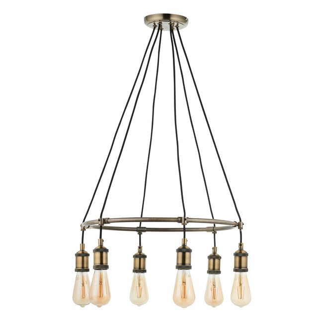 Endon Lighting - 99914 - Endon Lighting 99914 Hal Indoor Pendant Light Antique brass plate Dimmable