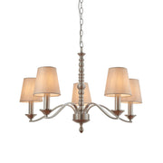 Endon Lighting - ASTAIRE-5SN - Endon Lighting ASTAIRE-5SN Astaire Indoor Pendant Light Satin nickel plate & natural fabric Dimmable