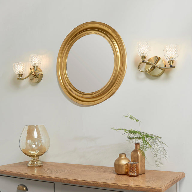 Endon Lighting - BOYER-2WBAB-L - Endon Lighting BOYER-2WBAB-L Boyer Indoor Wall Light Antique brass plate & clear glass Dimmable