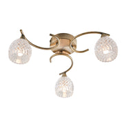 Endon Lighting - BOYER-3AB - Endon Lighting BOYER-3AB Boyer Indoor Semi flush Light Antique brass plate & clear glass Dimmable