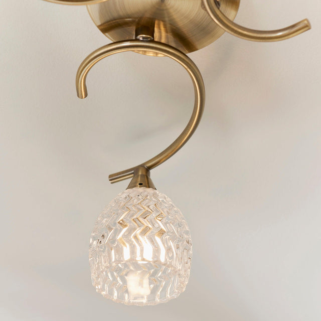 Endon Lighting - BOYER-3AB - Endon Lighting BOYER-3AB Boyer Indoor Semi flush Light Antique brass plate & clear glass Dimmable