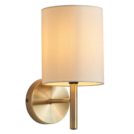 Endon Lighting - BRIO-1WBAB - Endon Lighting BRIO-1WBAB Brio Indoor Wall Light Antique brass plate & cream fabric Dimmable
