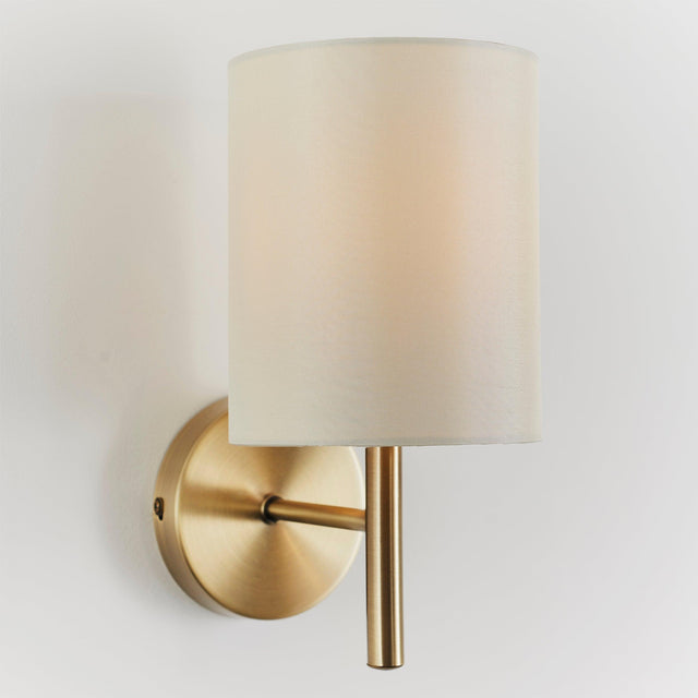 Endon Lighting - BRIO-1WBAB - Endon Lighting BRIO-1WBAB Brio Indoor Wall Light Antique brass plate & cream fabric Dimmable