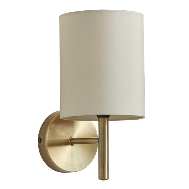 Endon Lighting - BRIO-1WBAB - Endon Lighting BRIO-1WBAB Brio Indoor Wall Light Antique brass plate & cream fabric Dimmable