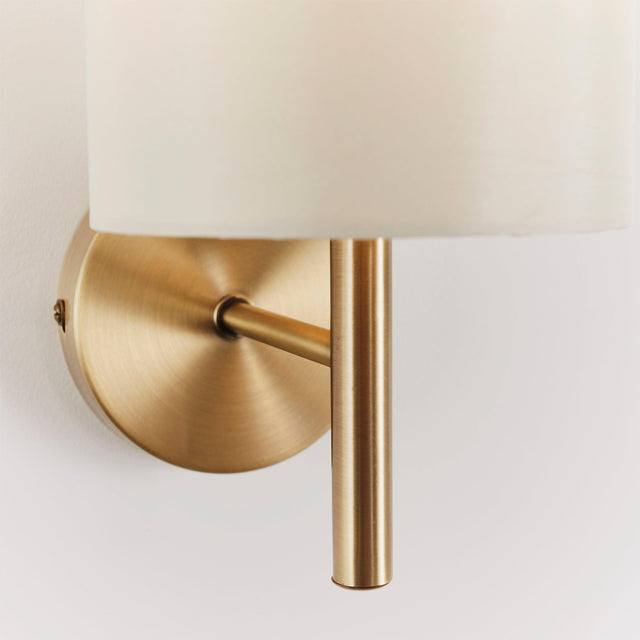 Endon Lighting - BRIO-1WBAB - Endon Lighting BRIO-1WBAB Brio Indoor Wall Light Antique brass plate & cream fabric Dimmable