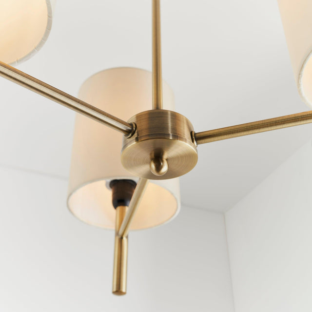 Endon Lighting - BRIO-3AB - Endon Lighting BRIO-3AB Brio Indoor Semi flush Light Antique brass plate & cream fabric Dimmable