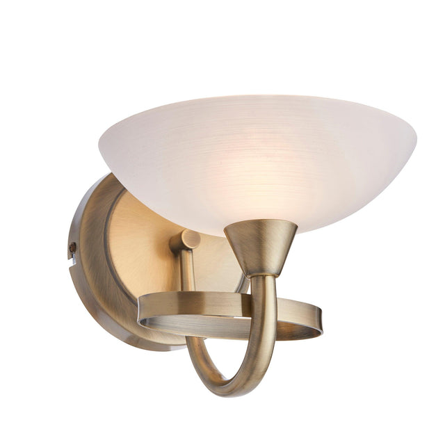 Endon Lighting - CAGNEY-1WBAB - Endon Lighting CAGNEY-1WBAB Cagney Indoor Wall Light Antique brass plate & white glass Dimmable