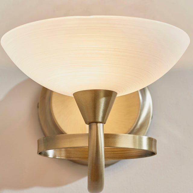 Endon Lighting - CAGNEY-1WBAB - Endon Lighting CAGNEY-1WBAB Cagney Indoor Wall Light Antique brass plate & white glass Dimmable