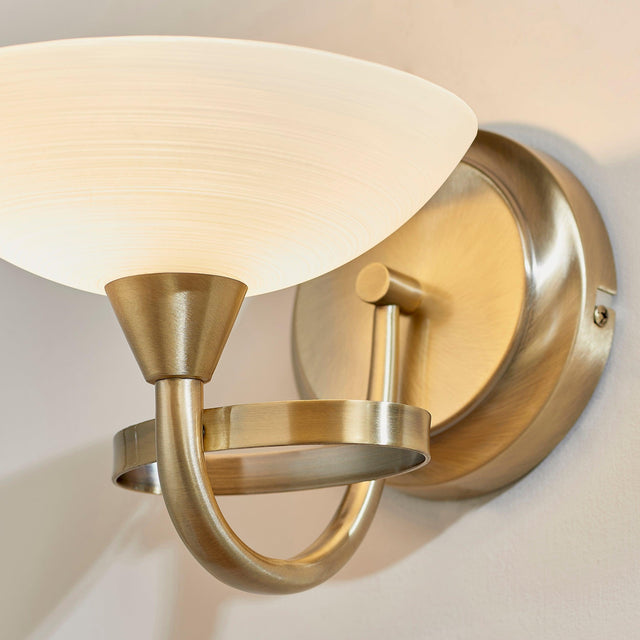 Endon Lighting - CAGNEY-1WBAB - Endon Lighting CAGNEY-1WBAB Cagney Indoor Wall Light Antique brass plate & white glass Dimmable