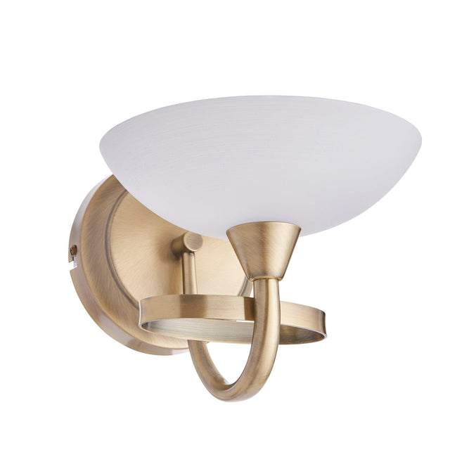 Endon Lighting - CAGNEY-1WBAB - Endon Lighting CAGNEY-1WBAB Cagney Indoor Wall Light Antique brass plate & white glass Dimmable