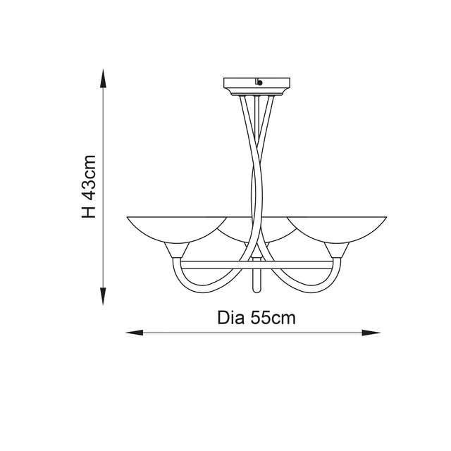 Endon Lighting - CAGNEY-3AB - Semi flush Light