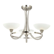 Endon Lighting - CAGNEY-3SC - Endon Lighting CAGNEY-3SC Cagney Indoor Semi flush Light Satin chrome plate & white glass Dimmable