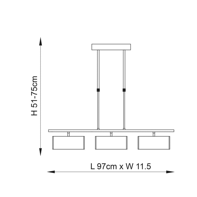 Endon Lighting - CLEF-BAR-3CH - Semi flush Light