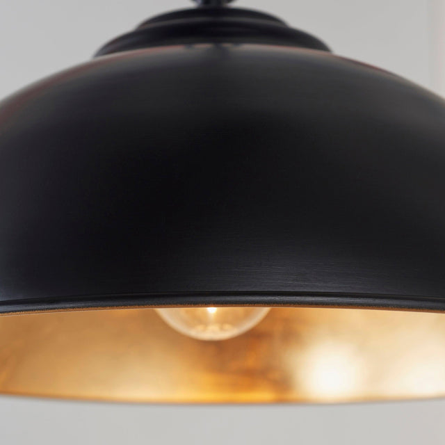 Endon Lighting - COLMAN-BL - Endon Lighting COLMAN-BL Colman Indoor Pendant Light Matt black & gold leaf Dimmable