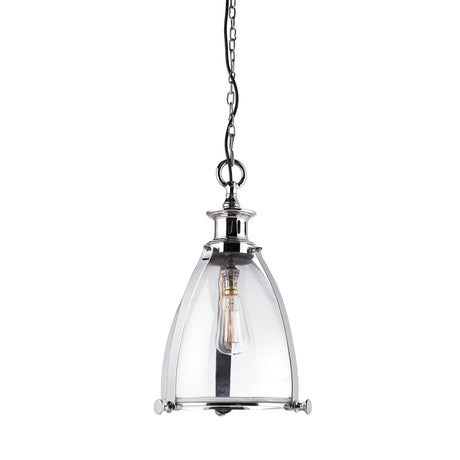 Endon Lighting - EH-STORNI-L - Endon Lighting EH-STORNI-L Storni Indoor Pendant Light Polished nickel plate & clear glass Dimmable