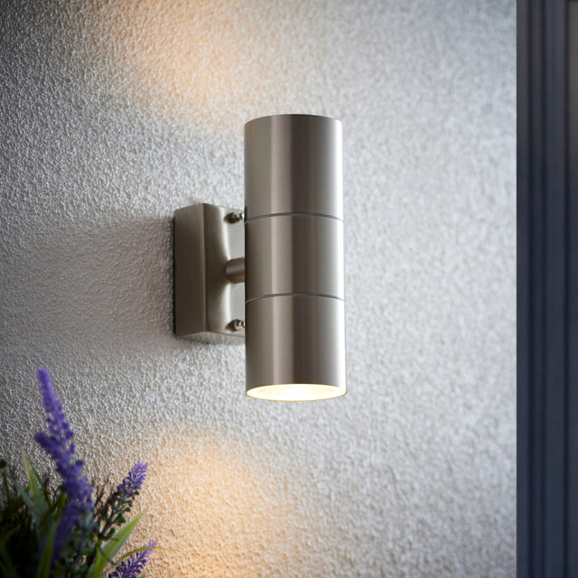 Endon Lighting - EL-40095 - Endon Lighting EL-40095 Canon Outdoor Wall Light Polished stainless steel & clear glass Dimmable