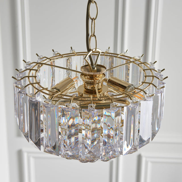 Endon Lighting - FARGO-12BP - Endon Lighting FARGO-12BP Fargo Indoor Pendant Light Brass plate & clear acrylic Dimmable