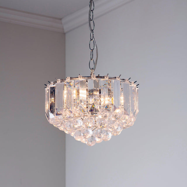 Endon Lighting - FARGO-12CH - Endon Lighting FARGO-12CH Fargo Indoor Pendant Light Chrome plate & clear acrylic Dimmable