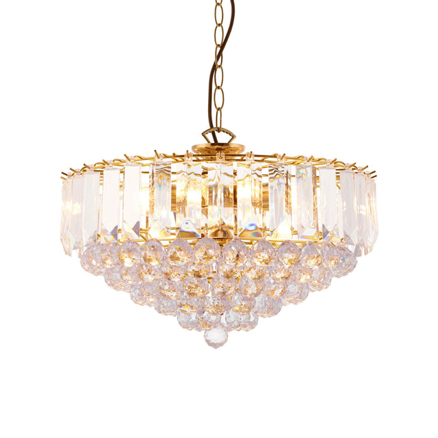 Endon Lighting - FARGO-18BP - Endon Lighting FARGO-18BP Fargo Indoor Pendant Light Brass plate & clear acrylic Dimmable