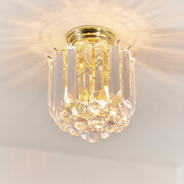 Endon Lighting - FARGO-BP - Endon Lighting FARGO-BP Fargo Indoor Flush Light Brass plate & clear acrylic Dimmable