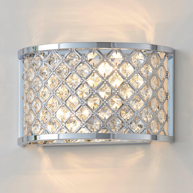 Endon Lighting - HUDSON-2WBCH - Endon Lighting HUDSON-2WBCH Hudson Indoor Wall Light Chrome plate & clear crystal Dimmable