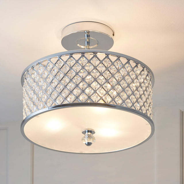 Endon Lighting - HUDSON-3CH - Endon Lighting HUDSON-3CH Hudson Indoor Flush Light Chrome plate & clear crystal Dimmable