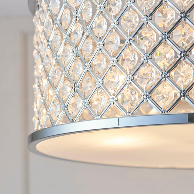 Endon Lighting - HUDSON-3CH - Endon Lighting HUDSON-3CH Hudson Indoor Flush Light Chrome plate & clear crystal Dimmable