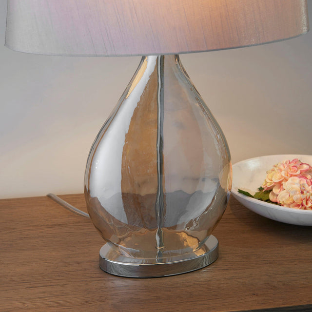 Endon Lighting - KEW-TLGO - Endon Lighting KEW-TLGO Kew Indoor Table Lamps Gold tinted glass & mink fabric Non-dimmable