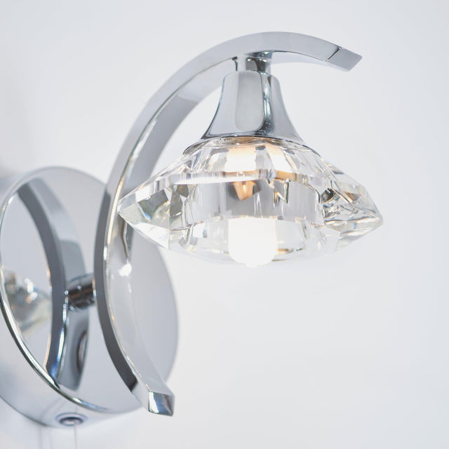 Endon Lighting - LANGELLA-1WBCH - Endon Lighting LANGELLA-1WBCH Langella Indoor Wall Light Chrome plate & clear crystal Dimmable