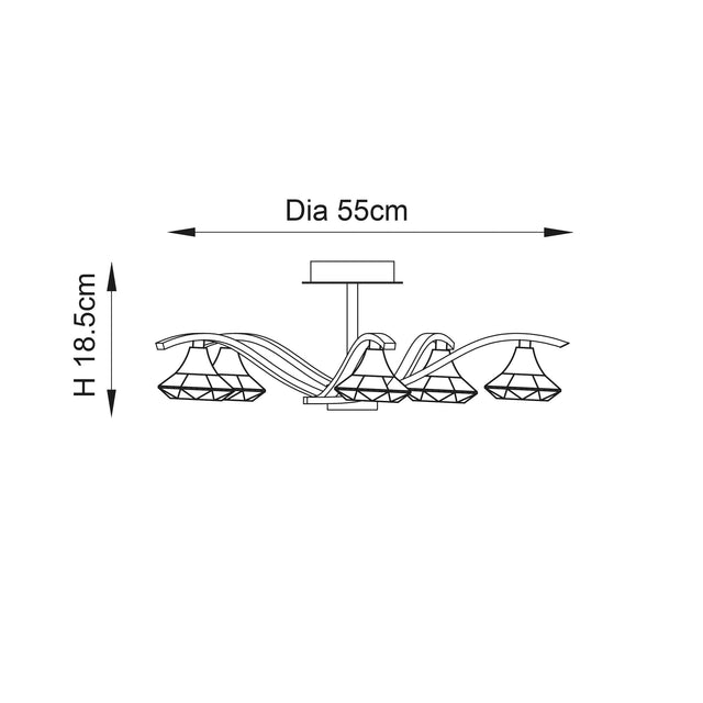 Endon Lighting - LANGELLA-5CH - Endon Lighting LANGELLA-5CH Langella Indoor Semi flush Light Chrome plate & clear crystal Dimmable