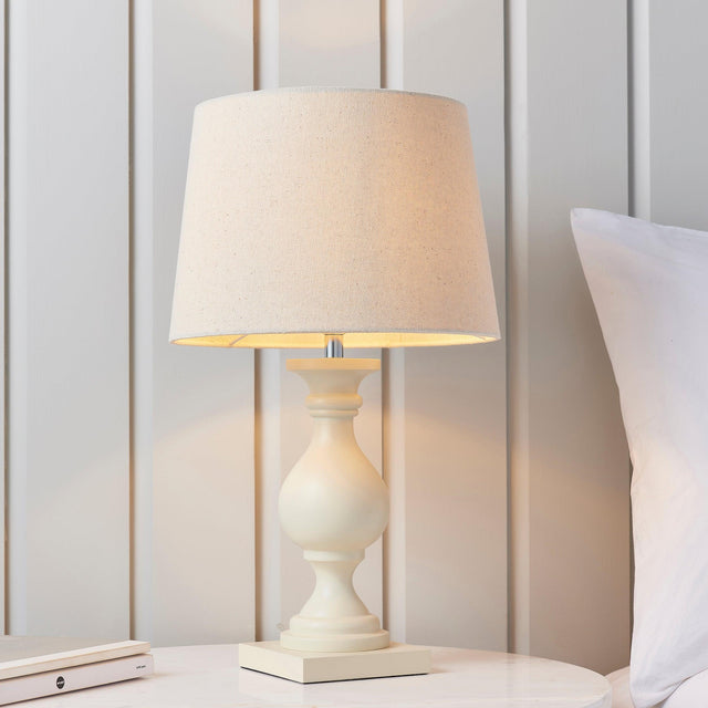 Endon Lighting - MARSHAM-TLIV - Endon Lighting MARSHAM-TLIV Marsham Indoor Table Lamps Ivory painted wood & ivory fabric Non-dimmable