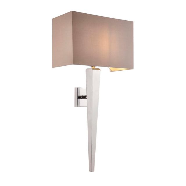 Endon Lighting - MORETO-1WBCH - Endon Lighting MORETO-1WBCH Moreto Indoor Wall Light Chrome plate & grey fabric Dimmable